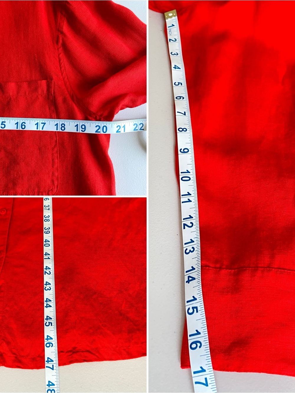 The Drop Fiona Red Linen Midi Shirt Dress Relaxed Button Down Duster Lagenlook M - Picture 15 of 15